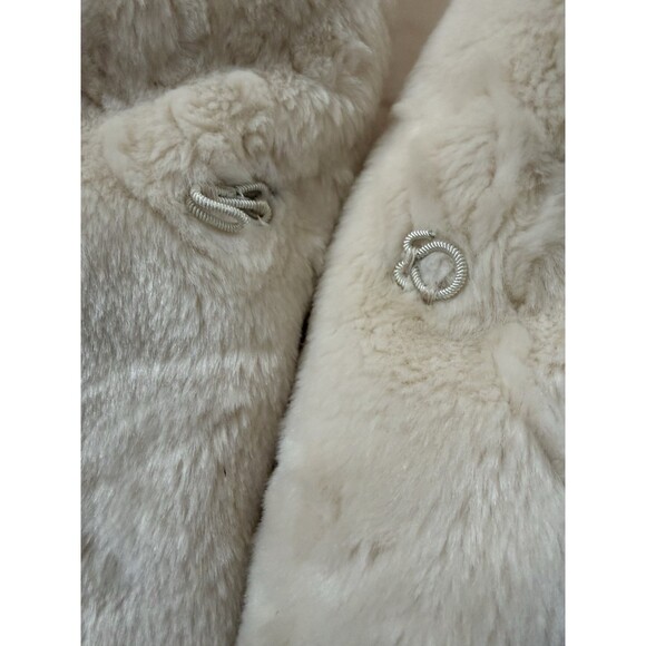 Tissavel France 100% Fake Faux Fur White Coat Made in USA LARGE Women's - Picture 3 of 6